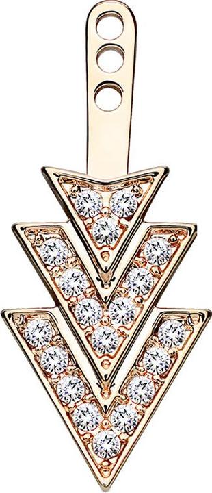 Actual product image Star Piercing Ear Jacket earring rose gold with three crystal triangles (Brass)