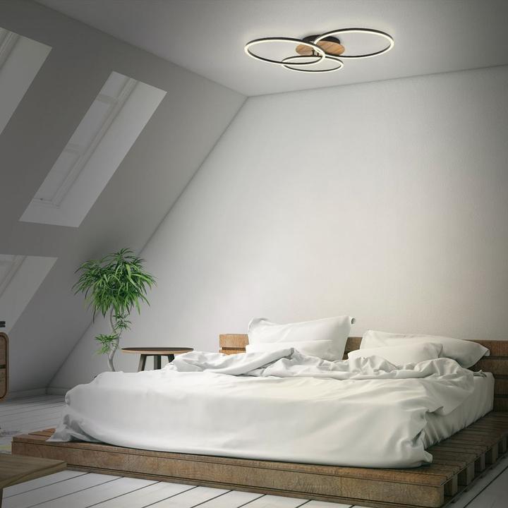 Produktbild B.K.Licht CCT-LED Deckenleuchte, Holz, schwarz, LED/42,5W (1500 lm)