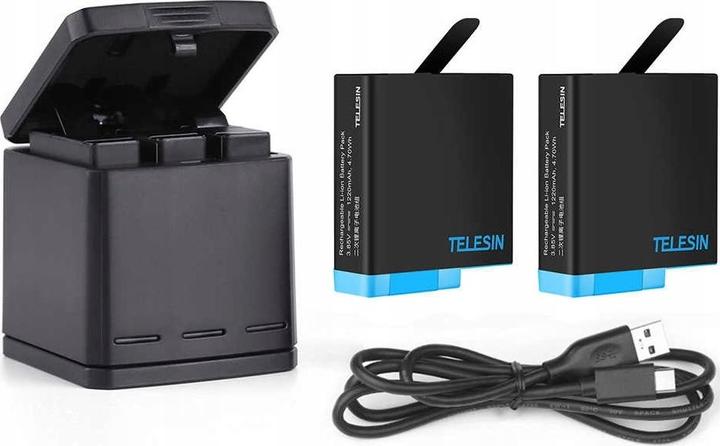 Image du produit Telesin Chargeur USB + 2x batterie (GoPro Hero 8, GoPro Hero 7, GoPro Hero 5, GoPro Hero6 Noir)