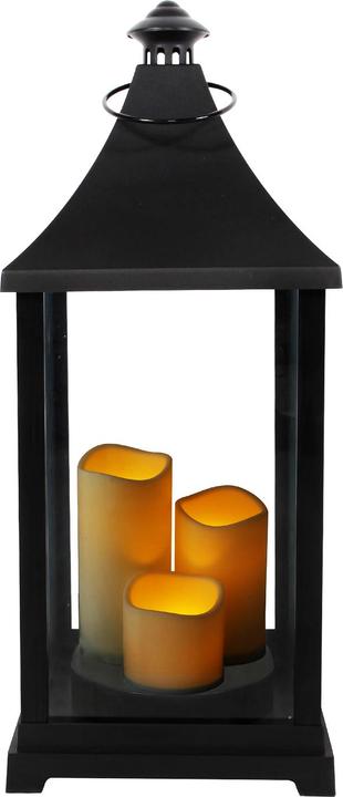 Produktbild Inda-Exclusiv Grosse Laterne Windlicht Stalllaterne Gartenlaterne inkl. 3 LED Kerzen Timer H59xB24cm (1 x)