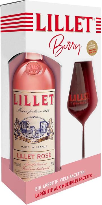 Produktbild Lillet Geschenkset Rosé 0.75 l mit Glas (18 Jahre, 17 %, Frankreich, 1 x 75 cl, Wermut)