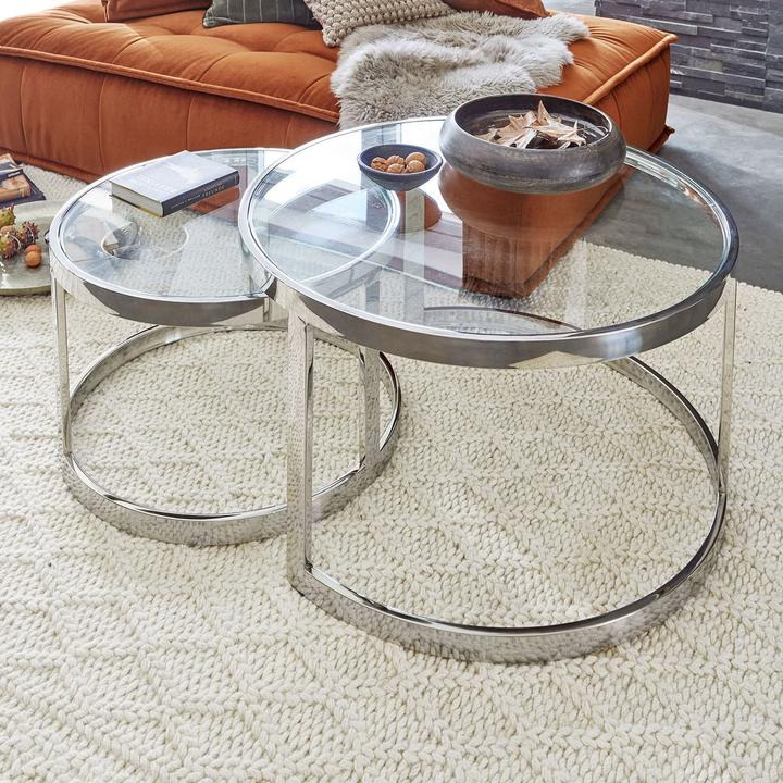 Produktbild Loberon Beistelltisch 2er Set Cibran silber (45 x 80 cm)