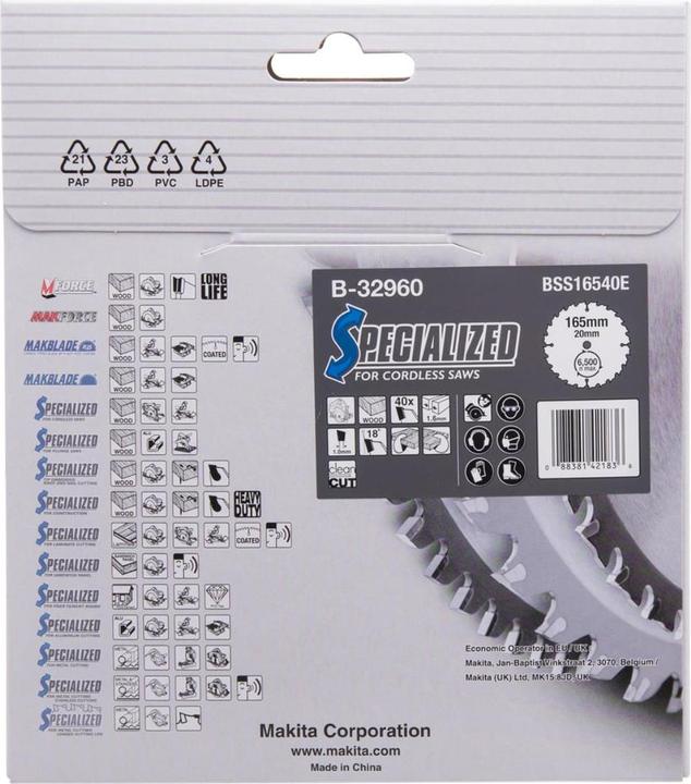 Produktbild Makita SPECIALIZED Sägeb.165x20x40Z