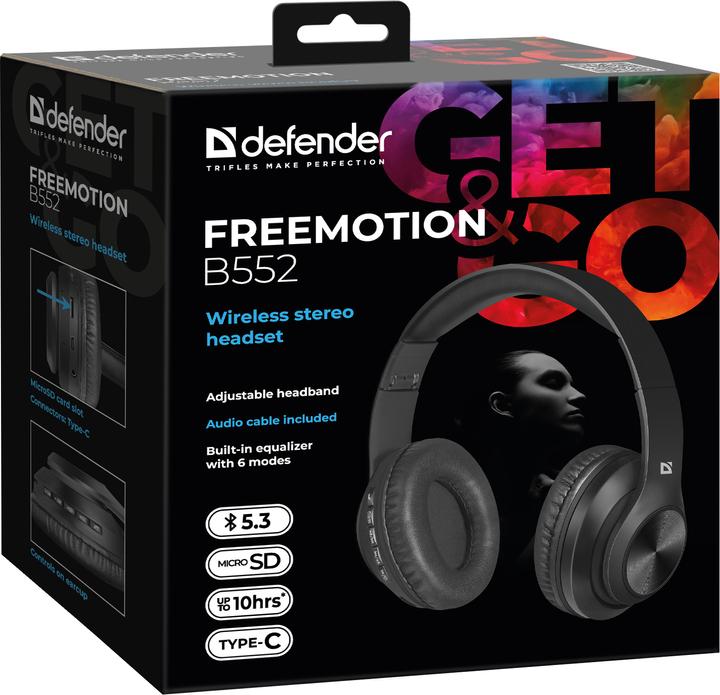 Produktbild Defender Bluetooth In-Ear-Kopfhörer mit Mikrofon FREEMOTION B552 schwarz (NC, 4 h, Kabellos)