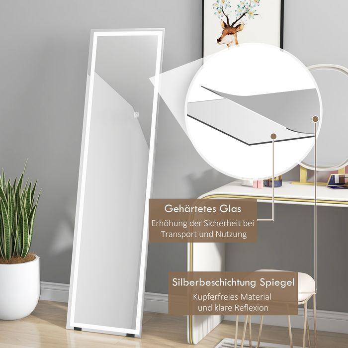 Produktbild Swisshandel24 Ganzkörperspiegel, 40 x 150 cm Standspiegel, Wandspiegel mit LED-Leuchte, Lichtspiegel mit 3 Lichtfa (40 x 150 cm)