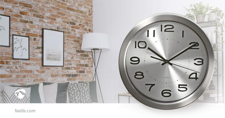 Produktbild Nedis Wanduhr | Durchmesser: 300 mm | Edelstahl | Silber (30 cm)