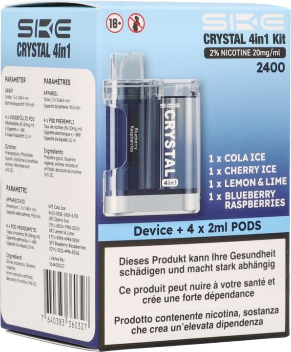 Produktbild SKE Crystal 4in1 Kit (Blaubeere, Cola, Kirsche, Fisch, Himbeere)