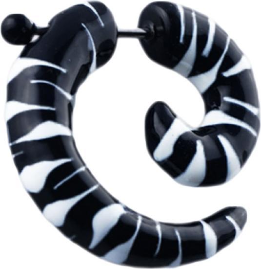 Star Piercing Fake Spirale schwarz mit weissen Zebrastreifen (Acryl, ohne Messing)
