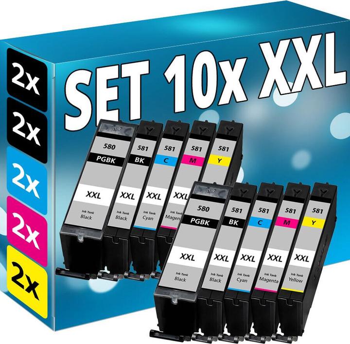 Actual product image Druckfuxx 10x Patronen für CANON PIXMA TS 6350 TS 6351 TS 8350 TS 8351 Spar Set