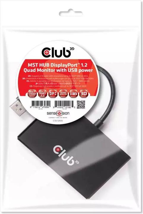Image du produit Club 3D Hub de transport multi-streaming 1xDP - 4xDP (DP, 6.50 cm)
