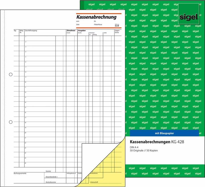 Produktbild Sigel Formularbuch "Kassenabrechnung" (100 x)