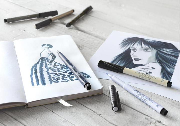 Actual product image Faber-Castell Pitt Artist Pen Soft Brush (Blue, Black, Grey, 4 x)
