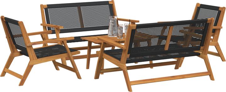 Produktbild VidaXL Gartenset mit 5 Stühlen und Tisch in Schwarz aus massivem Akazienholz