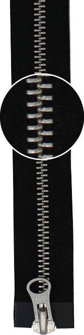 Produktbild YKK Reissverschluss Metall silber 2-Wege teilbar 5mm 55cm 580 schwarz (Teilbar, 55 cm)