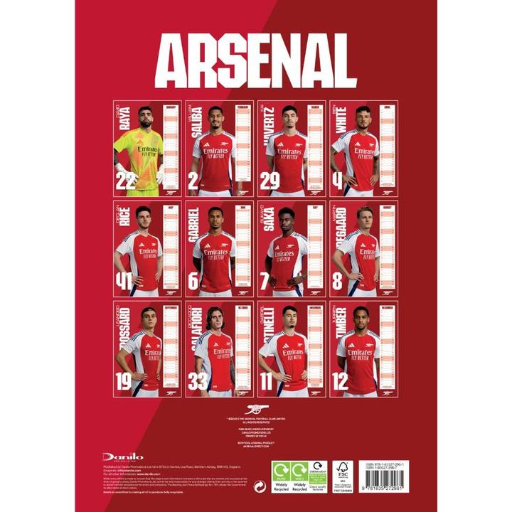 Produktbild Arsenal FC Wandkalender 2025 A3 (A3, Harter Einband, Deutsch)