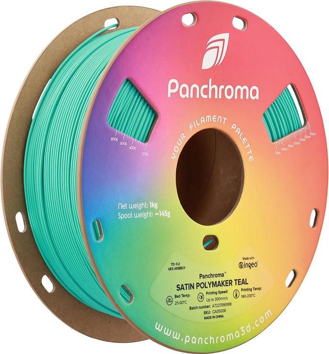Actual product image Polymaker Panchroma™ PLA Satin (PLA, 1.75 mm, 1000 g, Turquoise)