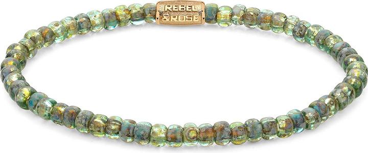 Rebel Rose - Japanese Secret Garden Gold Beaded Bracelet RR-40115-G - Dimension: 16.5 cm - S (16.50 cm, Acero inoxidable, Vidrio)