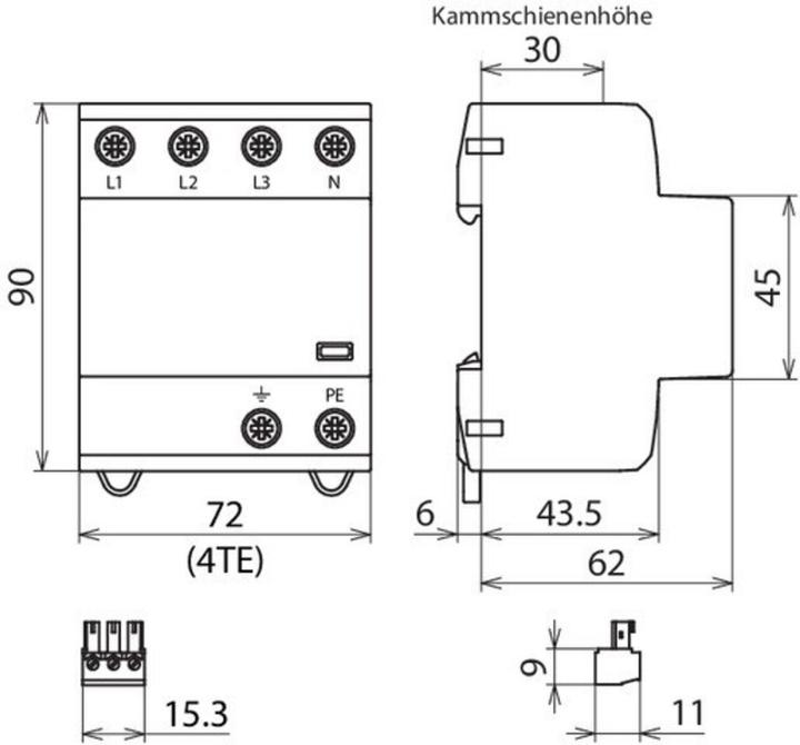 Actual product image Dehn SOEHNE application-optimized DSH TNS 255 FM shield combination arrester