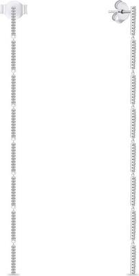 Brilio Silver - Long silver earrings with clear zircons EA1010W