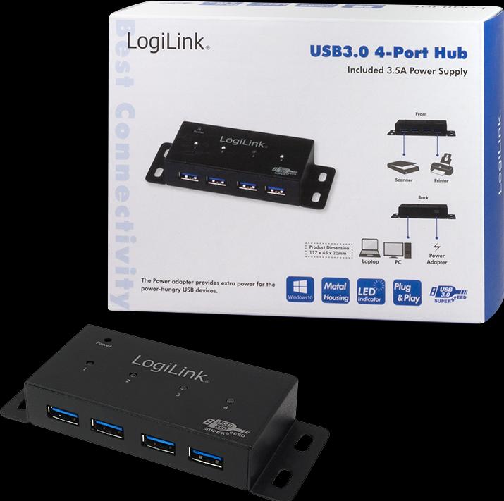 Produktbild LogiLink USB 3.0-Hub UA0149 (USB-A, 4 Ports)