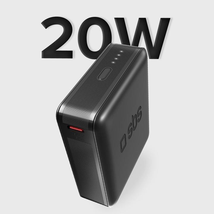Image du produit SBS Banque d'alimentation 10 000mAh PD 20W haute densité (10000 mAh, 20 W, 38.50 Wh)