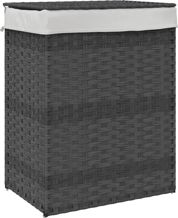Produktbild VidaXL Wäschekorb mit Deckel Grau 46x33x60 cm Poly Rattan,Farbe