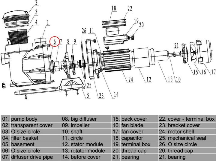 Actual product image Wiltec Spare Part Swimming Pool Pump No. 50919 / 50920 / 50921 O-Ring 6