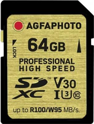 Actual product image AGFAPHOTO SDXC UHS I U3 V30 64GB Professional High Speed (64 GB, SDXC, U3, UHS-I)