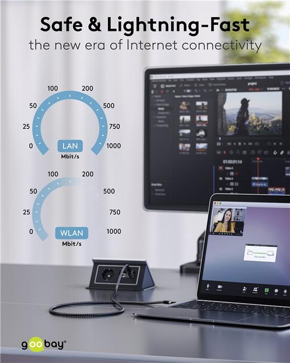 Image du produit Goobay Câble Ethernet USB-A vers RJ45, 7,5 m (F/UTP, CAT6, 7.50 m)