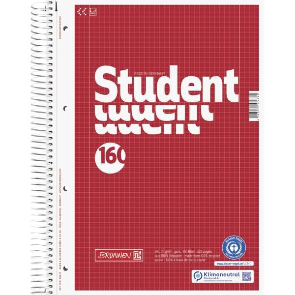 Produktbild Collegeblock Student A4 70g/qm 160 Blatt RC Lineatur 28 (A4, Kariert)