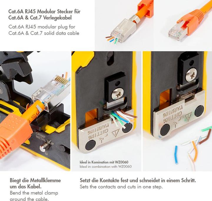 Produktbild LogiLink Cat.6A RJ45 Modular Stecker für Cat.6A & Cat.7 Verlegekabel, 10er Pack (Netzwerkkabel Stecker)