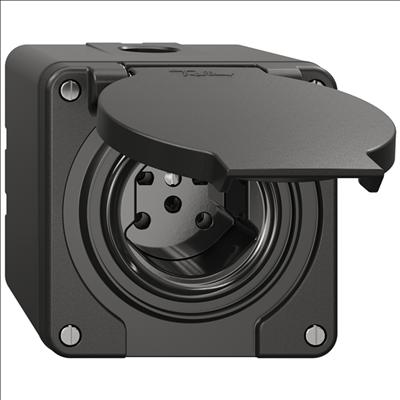 Produktbild Feller Steckdose AP Typ 15 nass IP55/21 schwarz
