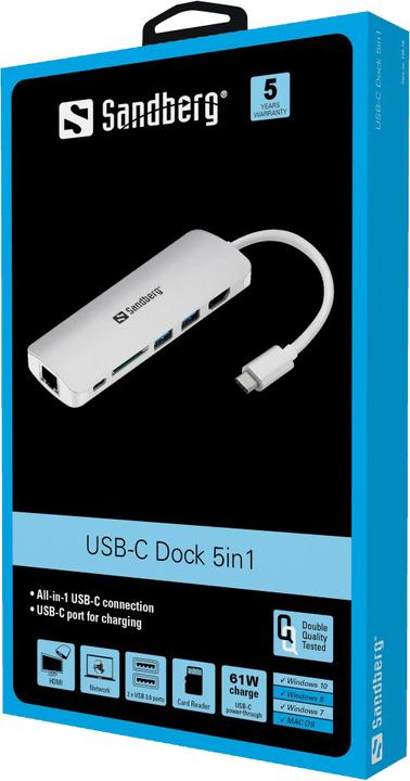 Actual product image Sandberg USB-C Dock (USB-C, 3 Ports)