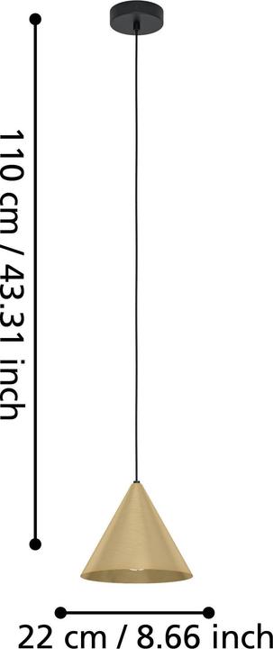 Produktbild EGLO Pendelleuchte Stahl 1-flammig Hx 1100x220 mm Narices schwarz/gold/messing (E27, 0 lm)