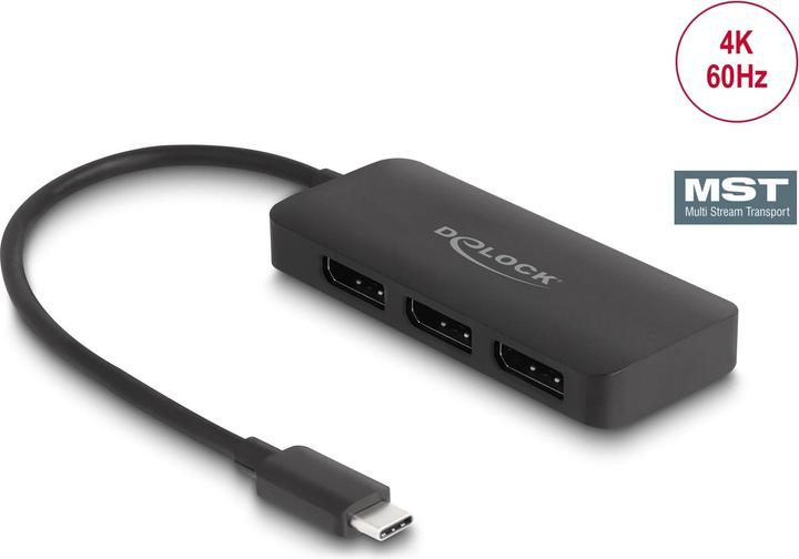 Produktbild Delock USB Type-C Splitter (DP Alt Mode) zu 3 x DisplayPort (15 cm)
