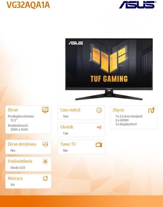 Actual product image ASUS TUF Gaming VG32AQA1A (2560 x 1440 pixels, 31.50")