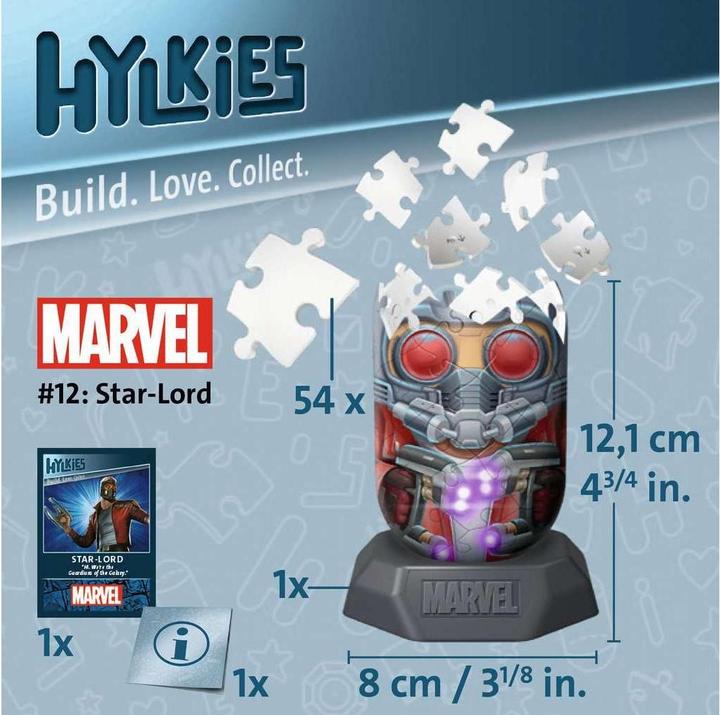 Immagine prodotto Ravensburger Hylkies: La nuova serie di figure da collezione da assemblare da soli. Figura #12 - Star-Lord. (54 pezzi)
