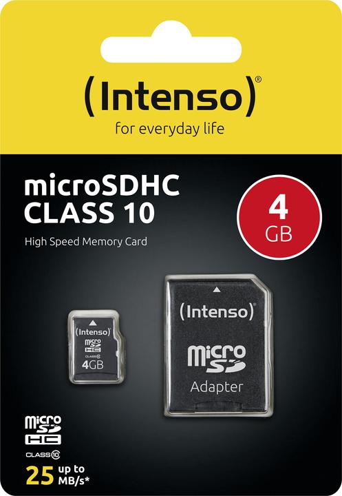 Actual product image Intenso microSD Class 10 (4 GB, microSDHC, U1)