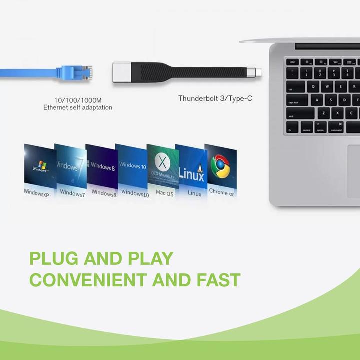 Actual product image Techly Short flat rate USB-C Male to RJ45 (USB-C, USB, RJ45 (1x))