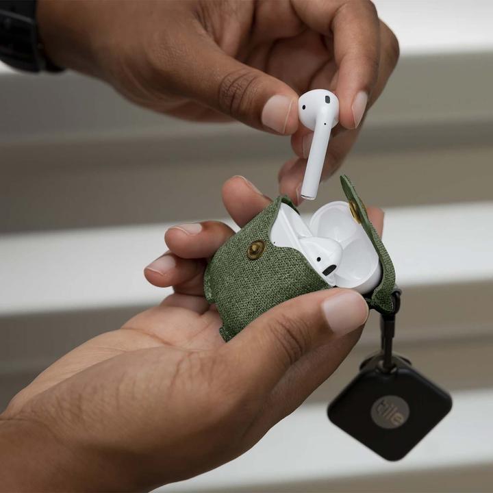 Actual product image TwelveSouth AirSnap Fabric Case for AirPods Olive Green (Headphone bag)