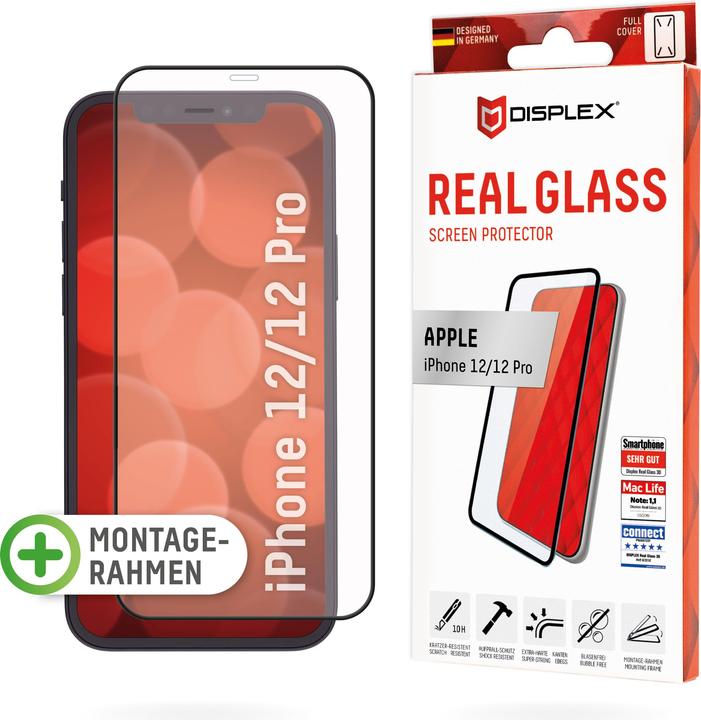 Displex Real Glass, Full Cover Panzerglas (1 Stück, Apple iPhone 12, Realme 12 Pro+)