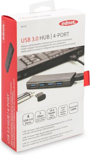 Immagine prodotto ednet Hub USB 3.0, 4 porte, incluso alimentatore (USB-A, 4 Porti)