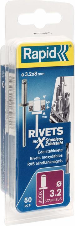Rapid Rivetto cieco in acciaio inox Ø 3,2 x 8 mm