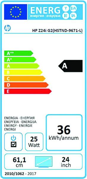 Energy Label HP Z24i G2 (1920 x 1200 pixels, 24")