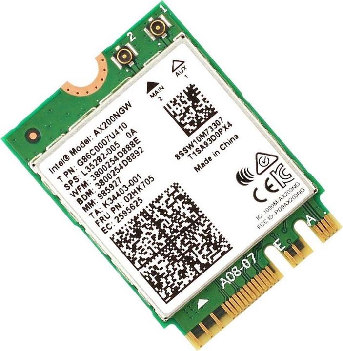 Image du produit Intel Wi-Fi 6 AX200 non vPro (M.2 Clé A, M.2 Touche E)