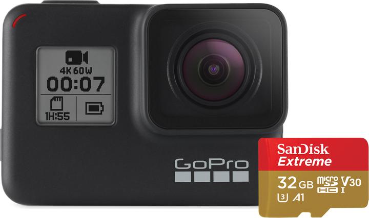Image du produit GoPro Hero 7 Black avec 32 Go de MIcroSD (60p, 4K, WiFi)