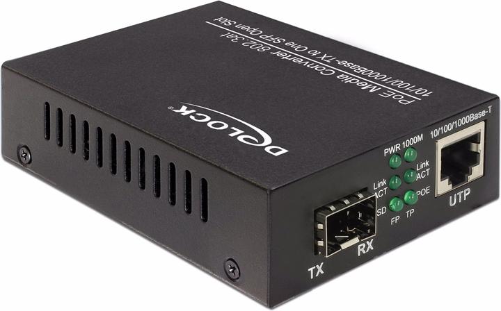 Produktbild Delock Medienkonverter SFP - RJ45 1Gbps mit PoE+ (Media Konverter)