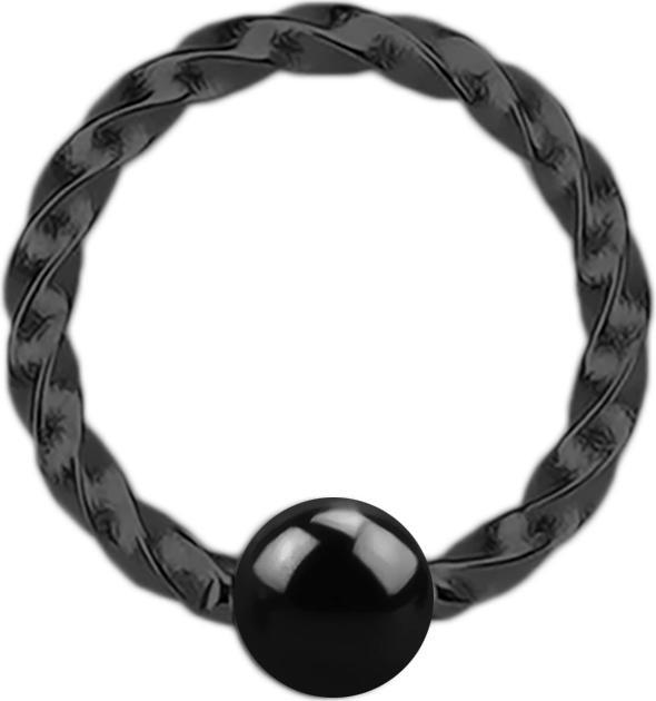 Star Piercing Micro Ball Closure Ring geflochten schwarz (ohne Messing, Chirurgenstahl 316L)
