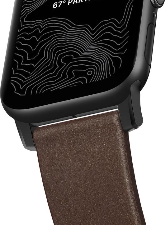 Actual product image Nomad Modern Connector Strap (44 mm, Leather, Stainless steel)