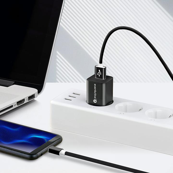 Actual product image Everactive micro USB Cable 1m - Black Silicone Fast Charge 2.4A - CBS-1MB (1 m, USB 1.0)